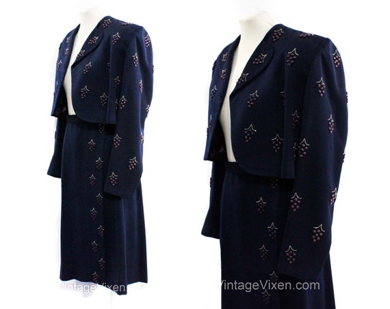 1940s Gabardine Suit - Navy Wool Exceptional 40s … - image 4