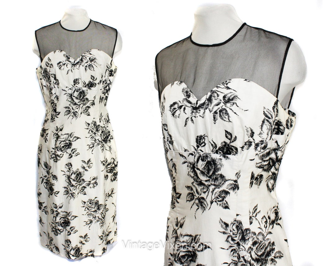 1950s Pink Black Rose Print Belted Dress | XL/XXL