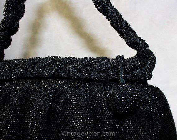 Black Beaded Evening Bag circa 1938 - Heavy Cavia… - image 4