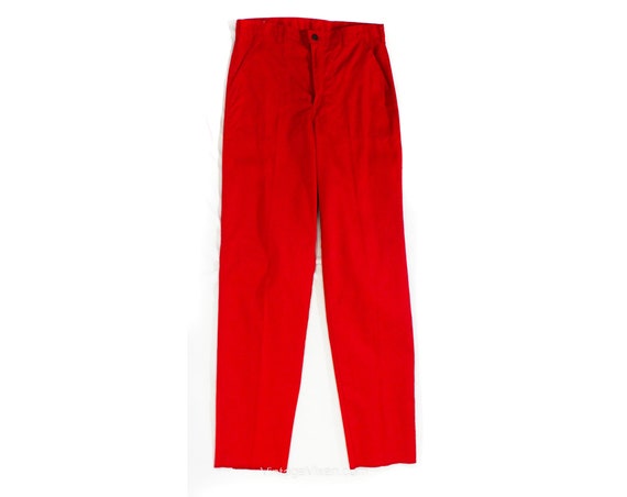 YSL Red Pants With Logo Pocket - Ladies' Cotton Canvas