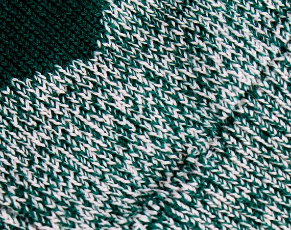 1950s Arm Warmers - Emerald Green & White Wool Ar… - image 4