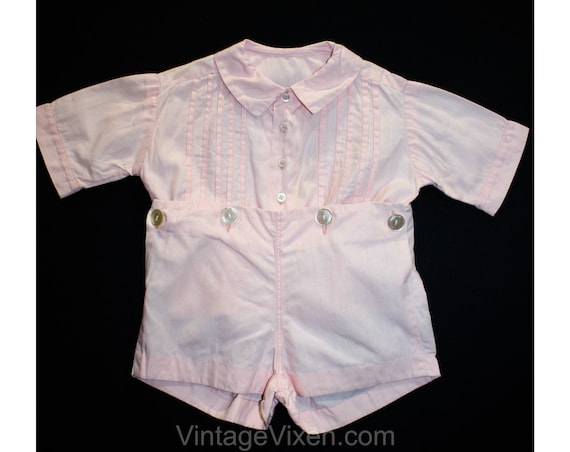 Charming 1940s Baby Girl's Pink Cotton Romper - Si