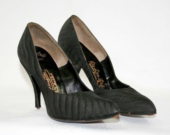 Size 6.5 Black Shoes - Gorgeous 1950s Stilettos -… - image 5