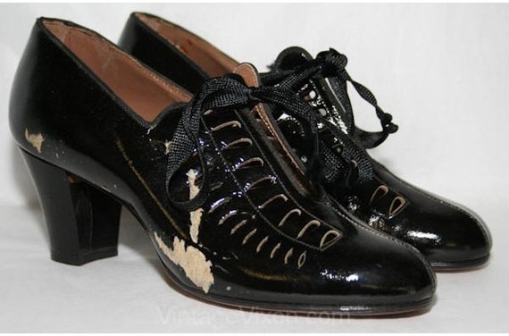 As Is Size 5 1/2 Flapper Era Shoe - 1920s Black P… - image 5