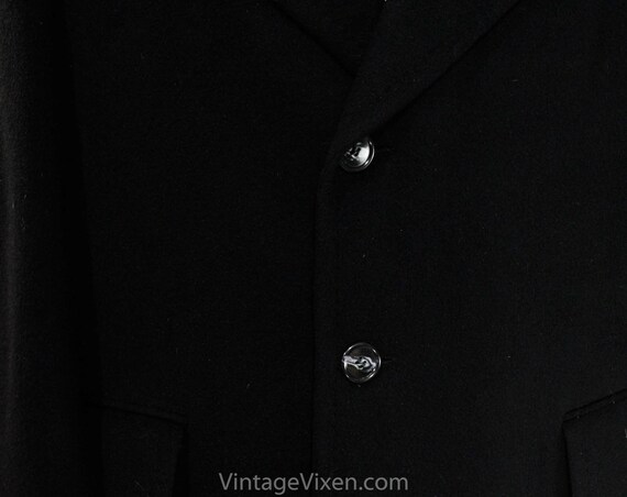 Men's Large Cashmere Coat - Handsome 1950s Black … - image 3