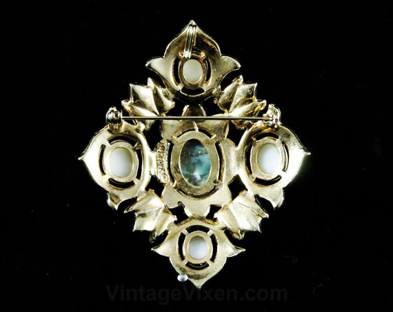 Antique Style Turquoise Brooch Pin or Pendant - C… - image 3