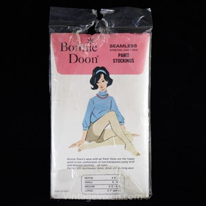 1960s Pale Beige Pantyhose - Made In Italy for Bonnie Doon - Small 60s Seamless Sheer Nylon Panti Stockings - Original Pkg - NIP Deadstock