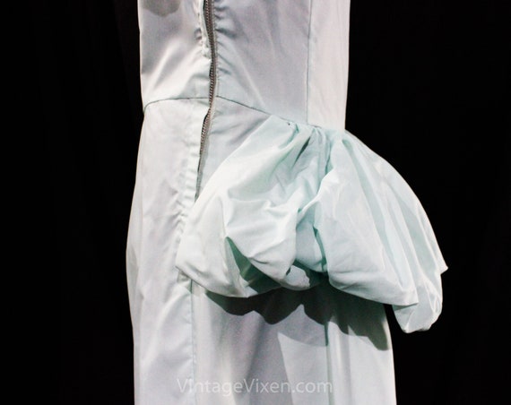 1940s Evening Dress - Aqua Blue Nylon - Small Siz… - image 5