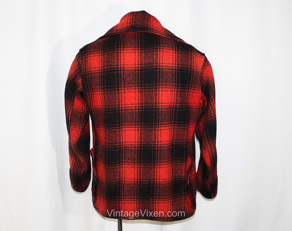 Men's 1940s Jacket - Red Plaid Long Sleeve Lumber… - image 10