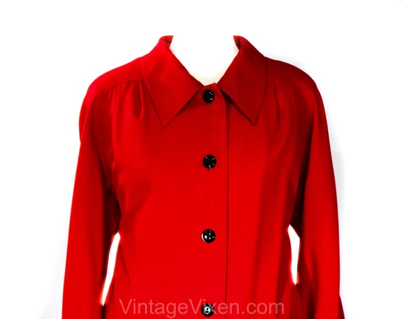 Size 12 Valentino Dress - Red Wool Challis 80s De… - image 2