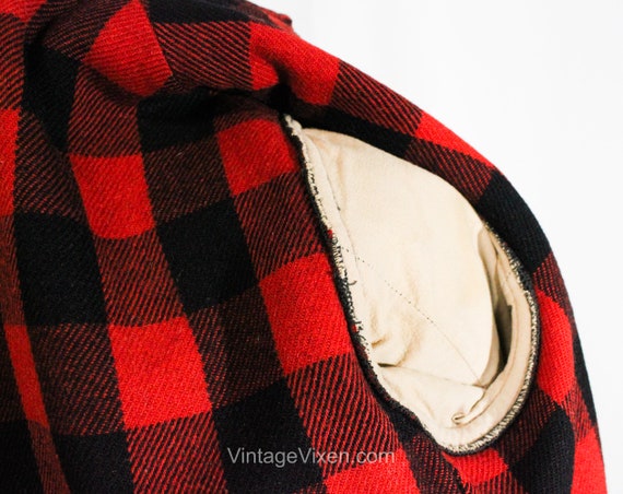 Men's 1940s Jacket - Red Plaid Long Sleeve Lumber… - image 6