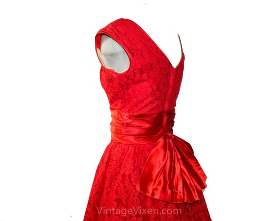 Size 4 1950s Red Party Dress - Fit & Flare Prom V… - image 8