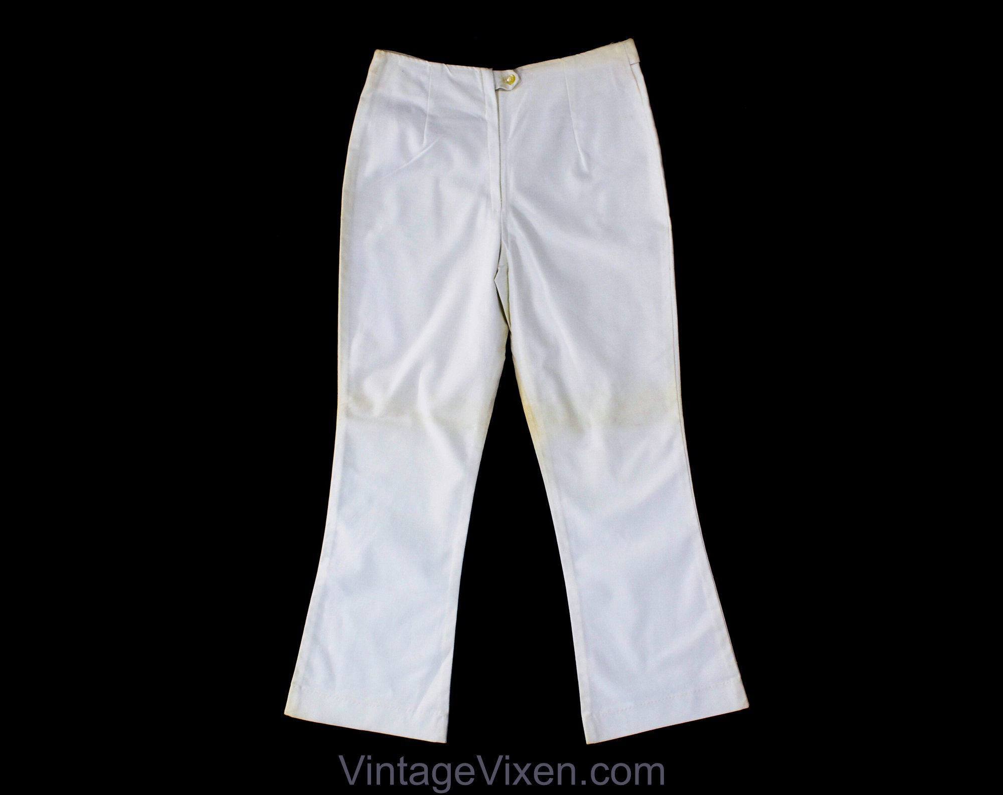 Size 4 White Clam Digger Pant - 1960s Short Cropped Casual