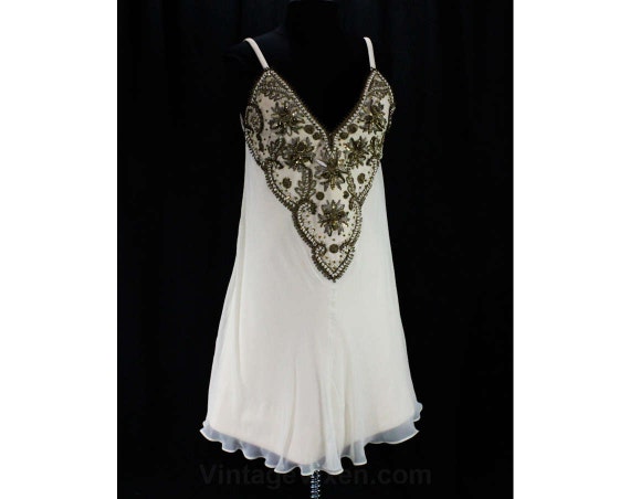 Bollywood Designer Dress - Sumptuous Cream Silk C… - image 1