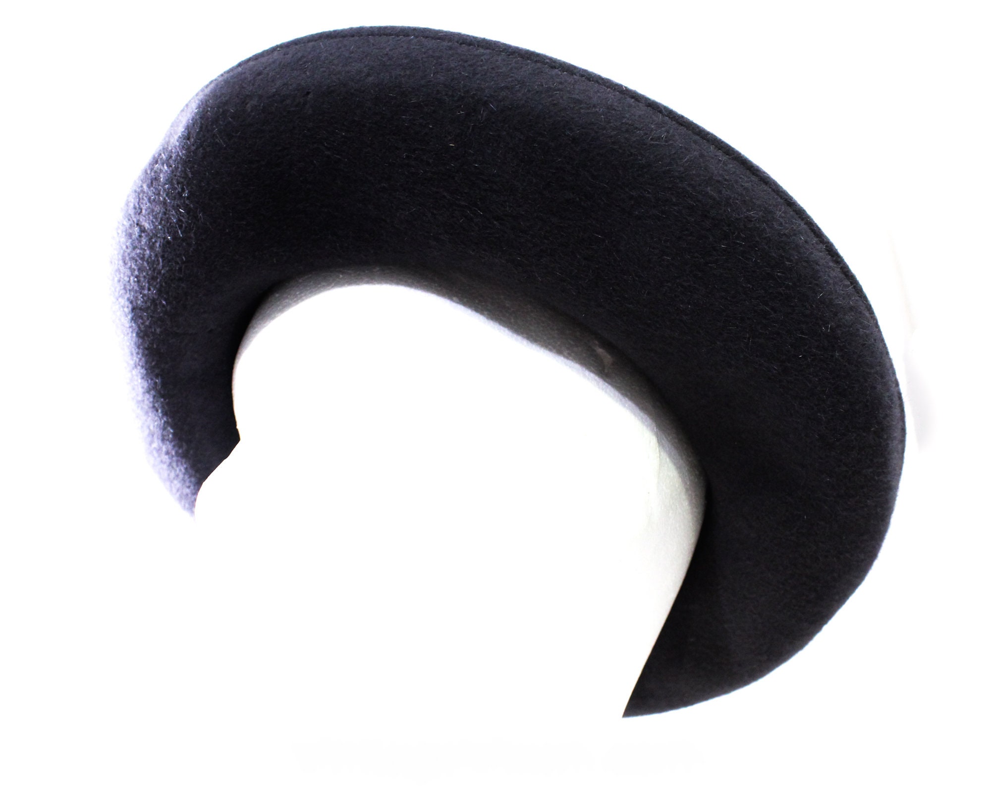 Marjorie Lee Woo red wool hat with a swirl of black velvet piping. IMG_4064.jpg main image 2