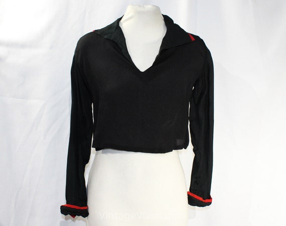1910s Silk Blouse - As Is Small Size 4 Black Tita… - image 1