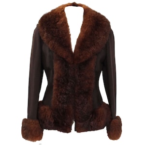 Size 2 Posh 1960s Jacket with Fur Collar & Cuffs - Chocolate Brown Tailored Blazer - Gorgeous Auburn Fur Trim - Back Street Label - Bust 35