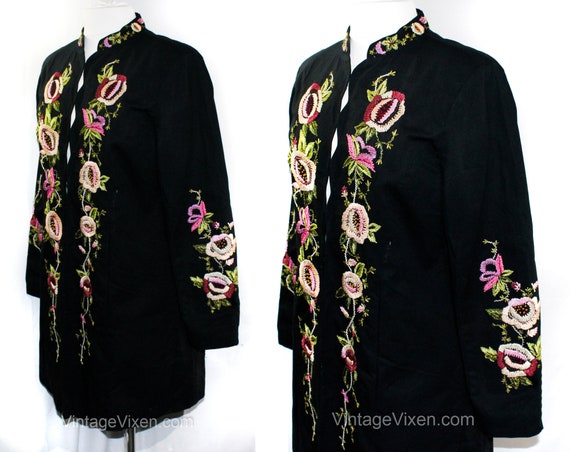 Vintage Floral-Pattern Purple & Black Jacket - XL main image 1