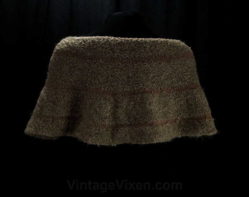 1950s Fluffy Mocha Knit Wrap 50s 60s Light Brown Shoulder Shawl Any Size Soft Mohair Wool Shrug 47393 Bombshell Style Autumn