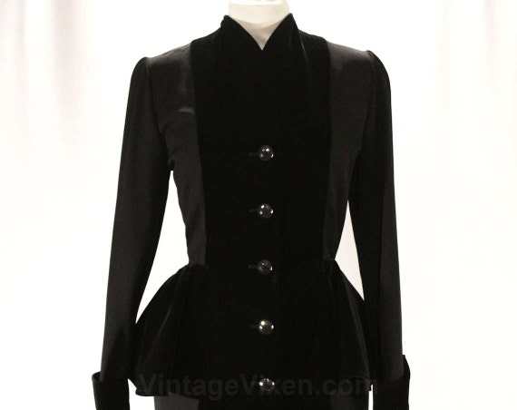 Black Designer Dress with Peplum - Couture Qualit… - image 2