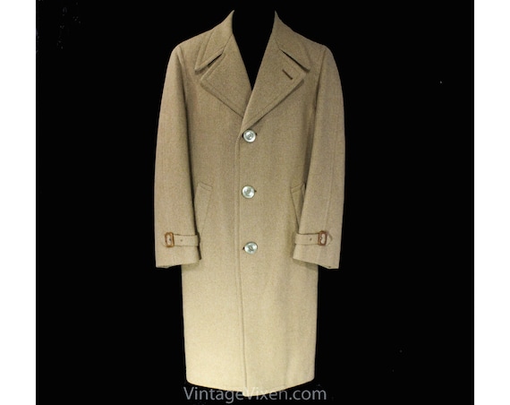 Pardessus moyen grand pour homme Manteau classique en laine beige camel pour homme Beau style trench avec boucles en cuir Look annees 50 Poitrine 44 Etsy Canada