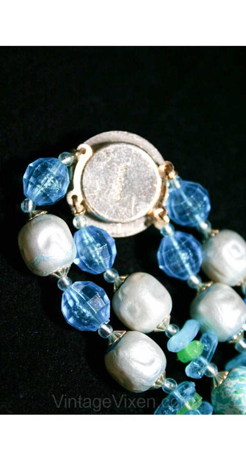 Double Strand Spring Green and Blue Hong Kong FINAL SALE Resort Chic 1960s Turquoise Speckled Necklace /& Earrings Secretary Chic