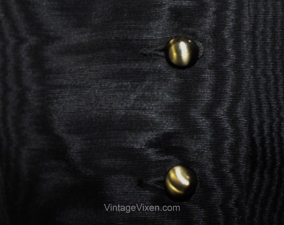 1940s Black Dress - Gorgeous Small 40s 50s Moire … - image 4