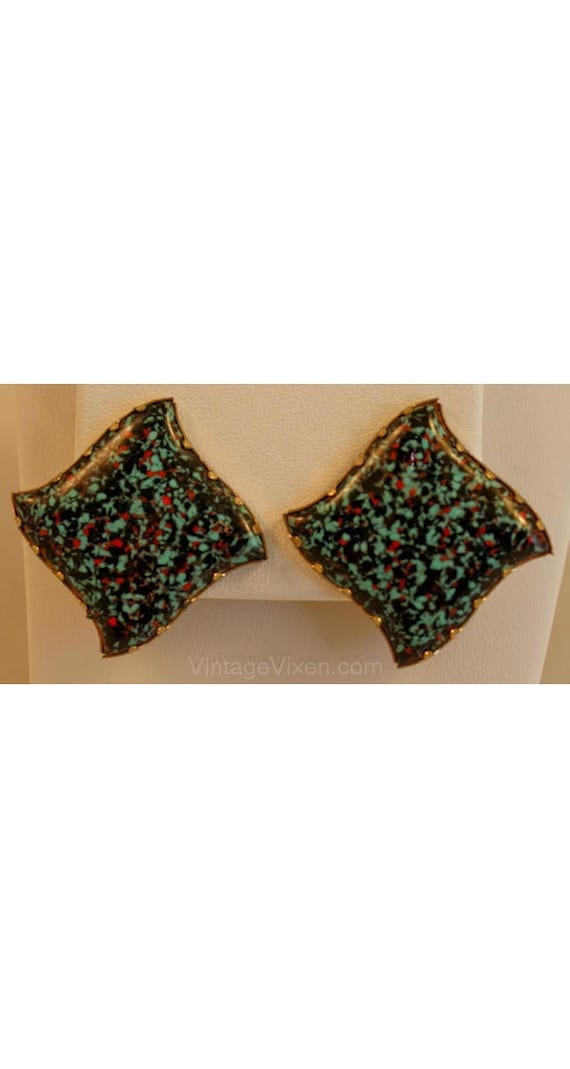 Chic 1950s Earrings - Moroccan Style Turquoise Fle