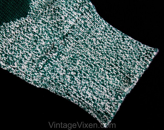 1950s Arm Warmers - Emerald Green & White Wool Ar… - image 3