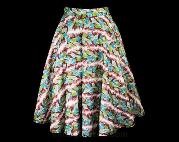 Size 18 1940s Print Skirt - XL Tropical Lily Cott… - image 1