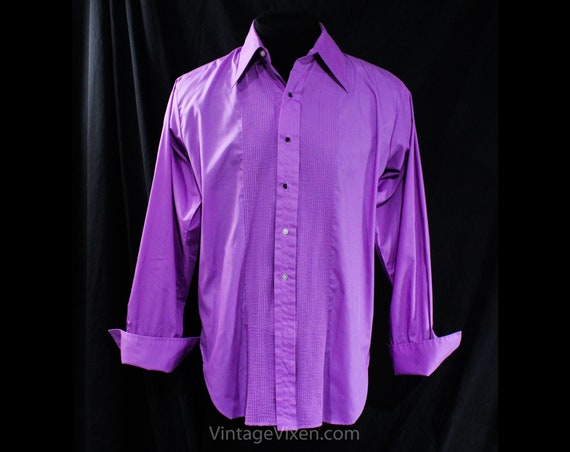 XL Men's 1970s Tuxedo Shirt - Disco 70s Prom King