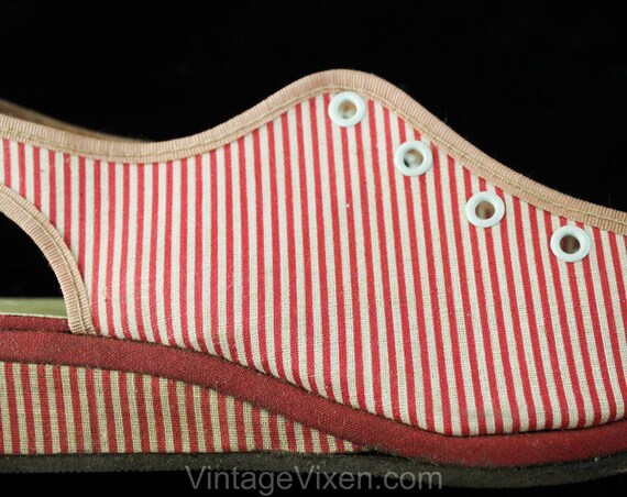 Girl's Size 13 Shoes - Summer 1940s Girls Red Str… - image 5