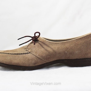 Size 8.5 Toddler Boys Shoes - Authentic 1960s Brown Suede Oxfords - Child Classic Neutral Dress Shoe - 60s Preppy Deadstock NIB Gophers