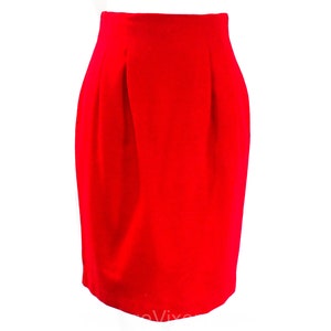 Size 6 Red Fitted Skirt 1980s Sexy Chic Wool Classic Fall Winter Career Clothes Pegged Waist 80s 90s Gorgeous Scarlet Hue Waist 25.5 image 1