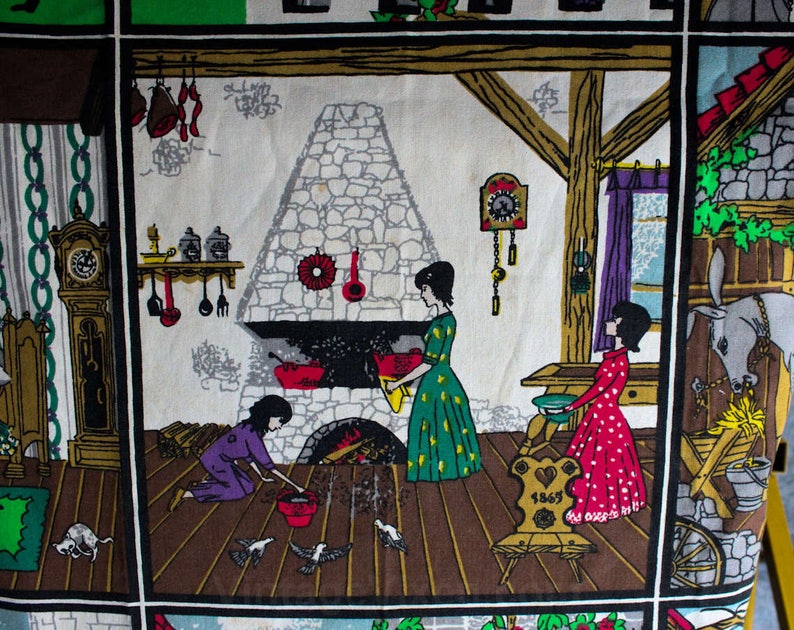 Fairy Tale Novelty Print Cotton Fabric 4 Drapery Panels Etsy