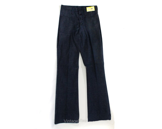 Men's 1970s Jeans Small Mens Bell Bottom Flare Jean Dark Indigo