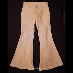 1970s Bellbottom Jeans - Amazing Authentic 70s Khaki Brown Monster 32-Inch Bell Bottom Flares - Men Small Ladies 8 - Neutral Retro Pants NWT