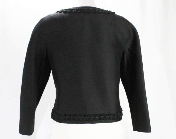 1950s Black Jacket - Sharp Tailored Crop Waist Bl… - image 4