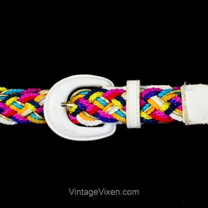 1980s Regenbogen Gürtel - Vintage 80s Seilgürtel - Medium bis Large - Größe 40 bis 44 - Retro Summer Fad - Rot Pink Türkis Gold Orange