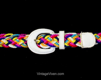 Woven Belt, 80s 90s Kidcore Rainbow Red, Adjustable USA Made  display picture 2