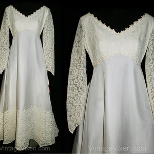 Vintage Wedding Gown - Classic 1960s Voile & Lace Dress with 5-Ft Train - Medium 60s Bridal Gown - Size 10 Bust 36.5 - NWT Deadstock - 32759