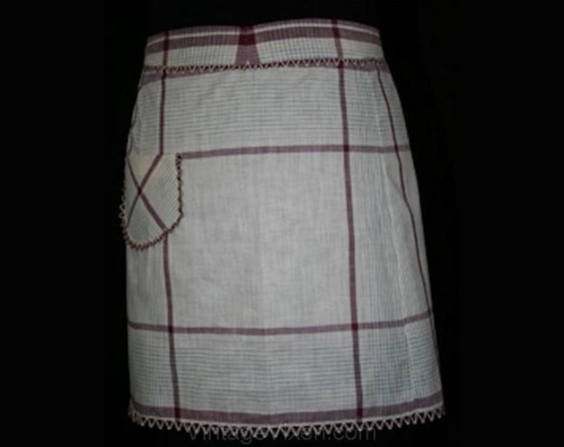 Child/'s or Size 0 Adult Apron 30s Depression Era FINAL SALE XXS Rustic Burgundy Plaid 1930s Apron with Rick-Rack Mint Condition