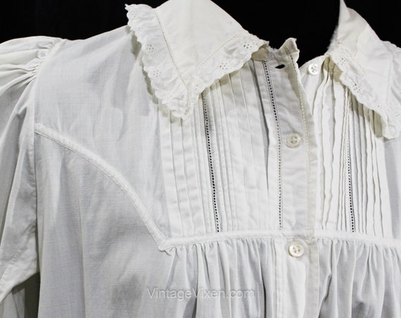 Ladies Victorian Nightgown - 1890s 1900s White Co… - image 3