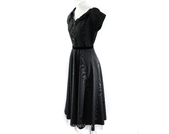 1940s Black Dress - Gorgeous Small 40s 50s Moire … - image 7