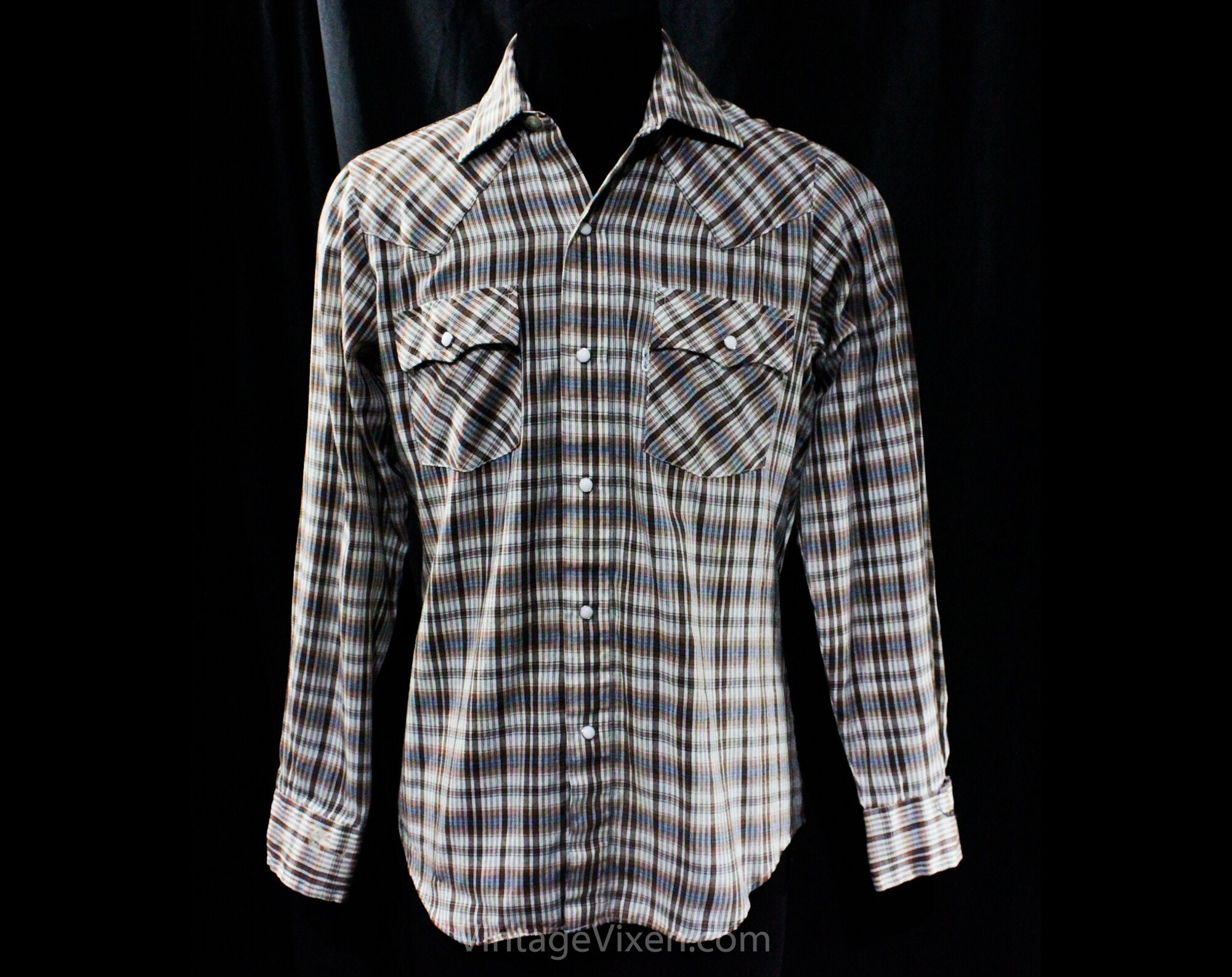 LEVI'S Vintage BIG E Mens Western Shirt Brown Check with Pearl Snaps. –  American Vintage Clothing Co.