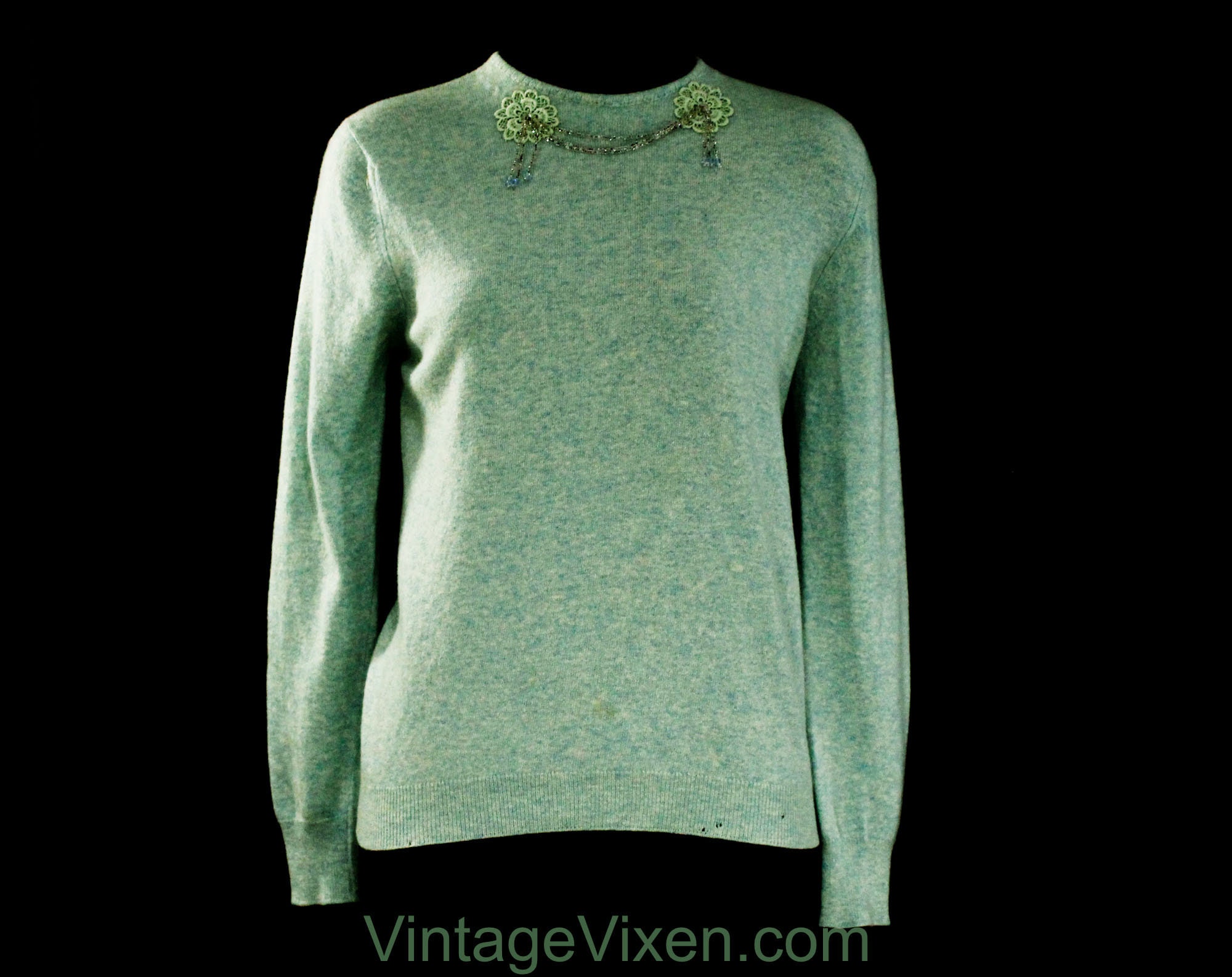 Size 8 Cashmere Sweater Heathered Aqua 