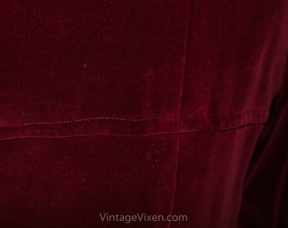 XS 1950s Designer Dress - Cranberry Red Velveteen… - image 5