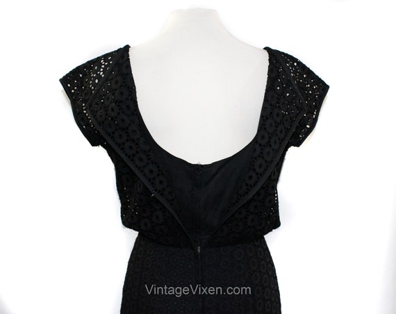 Small 1950s Black Dress - 50s Cotton Summer Dress… - image 9