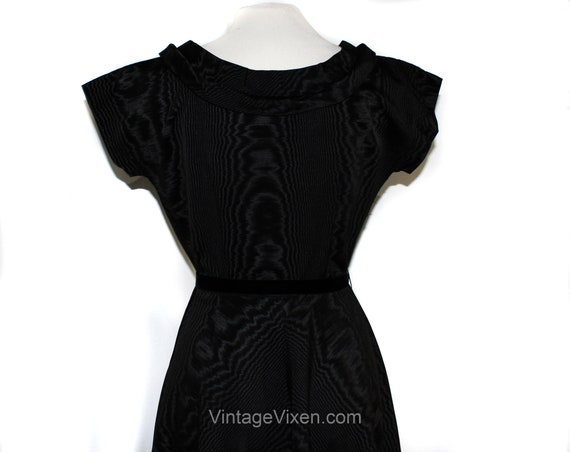 1940s Black Dress - Gorgeous Small 40s 50s Moire … - image 9