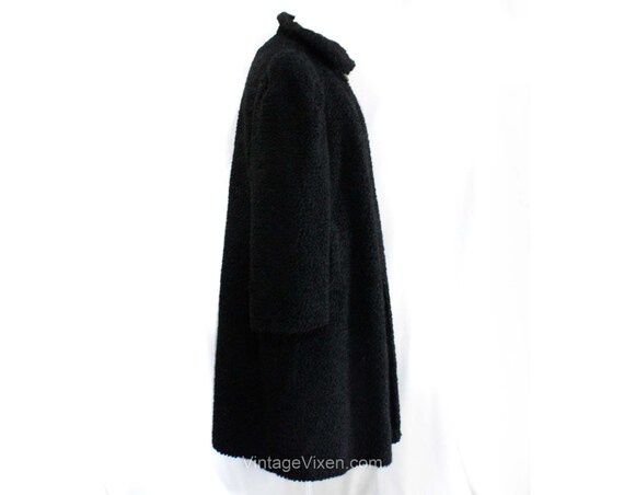 XL 1940s Black Coat with Brutalist Metal Rings Cl… - image 9